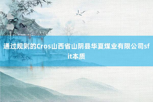 通过规则的Cros山西省山阴县华夏煤业有限公司sfit本质